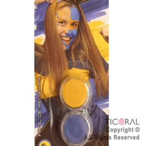 MAQUILLAJE ARTISTICO BOCA JUNIORS AZUL Y AMARILLO ( 2 - 4 GR) (PACK X 3 BLISTERS)